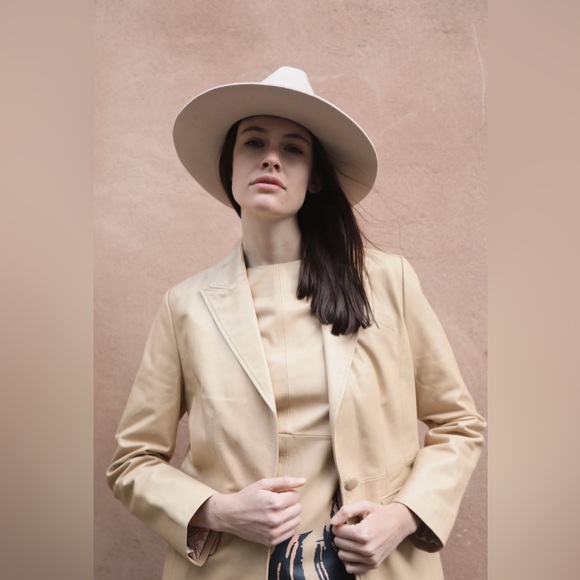 New - Las Sureñas Tiger Blazer Leather Light Camel Jacket - Size Medium - Picture 2 of 4